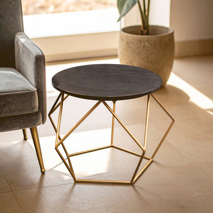 Varana Black Marble Round Coffee Table with Gold Finish Frame 1 - Online Bedrooms
