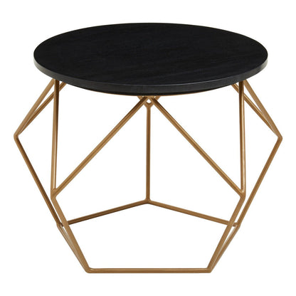 Varana Black Marble Round Coffee Table with Gold Finish Frame 2 - Online Bedrooms