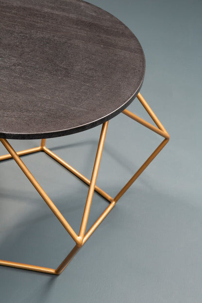 Varana Black Marble Round Coffee Table with Gold Finish Frame 7 - Online Bedrooms
