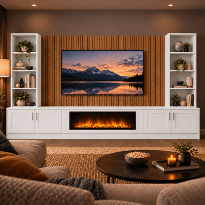 Wollaton Shaker Fireplace Media Wall Double Bookcase Unit - 40" Fire 18 - Online Bedrooms