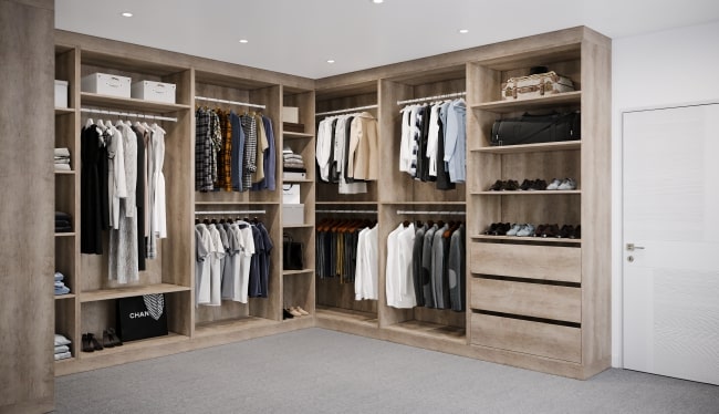 fitted wardrobe without doors