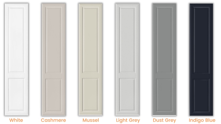 2 panel shaker wardrobe door colours