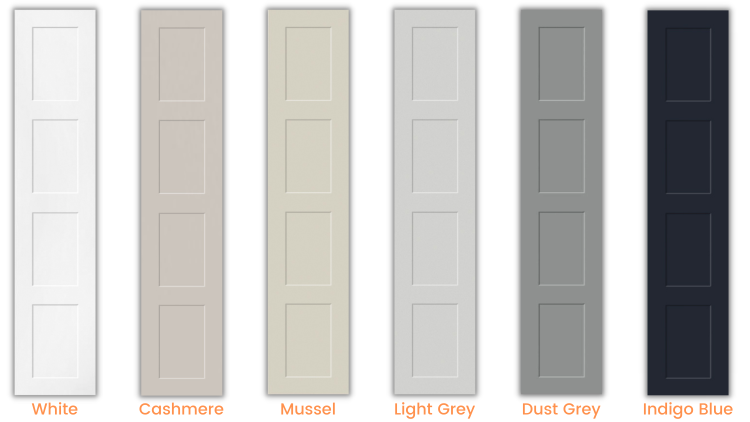 4 panel shaker wardrobe door colours