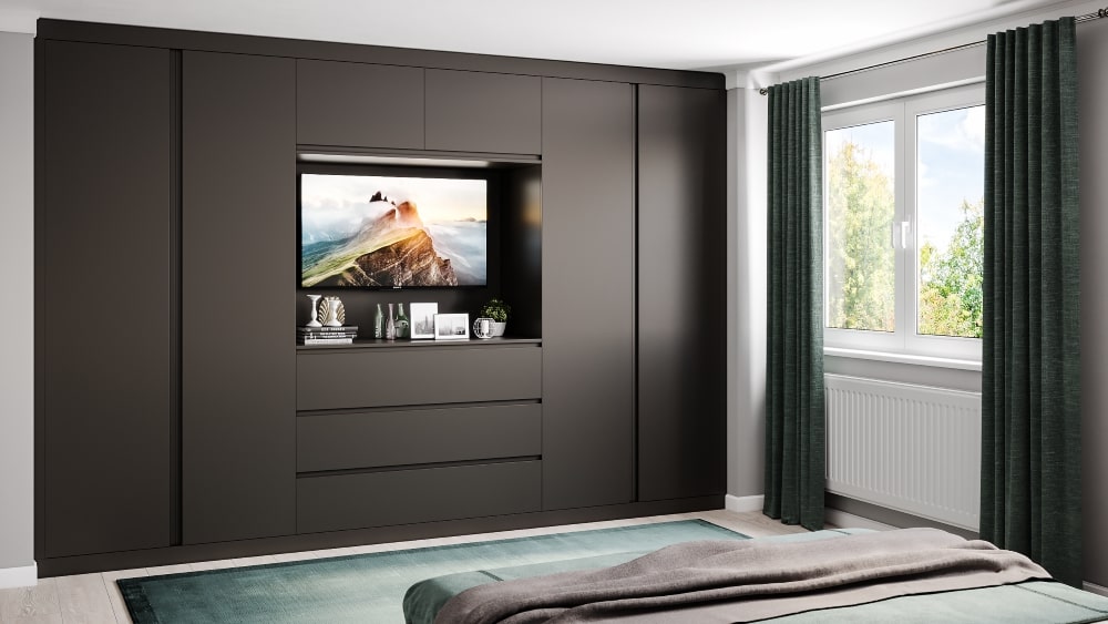 modern fitted wardrobe with tv