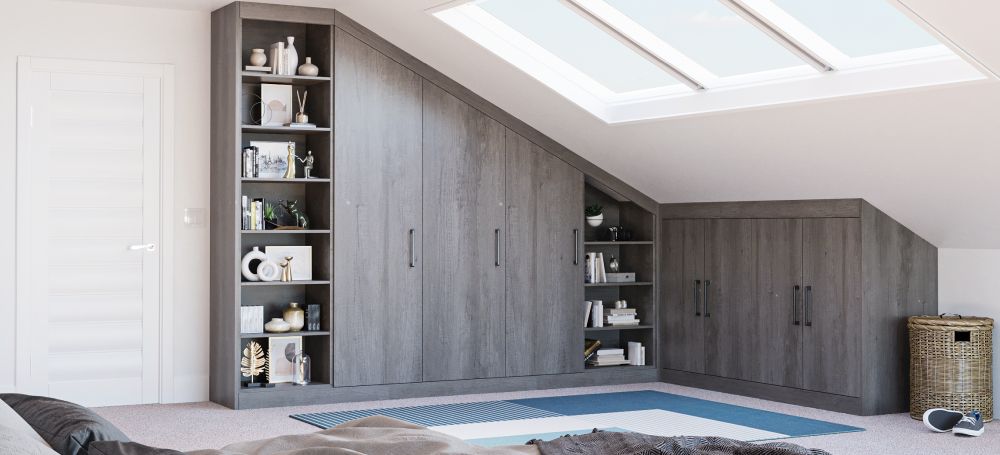 grey angled fitted wardrobe