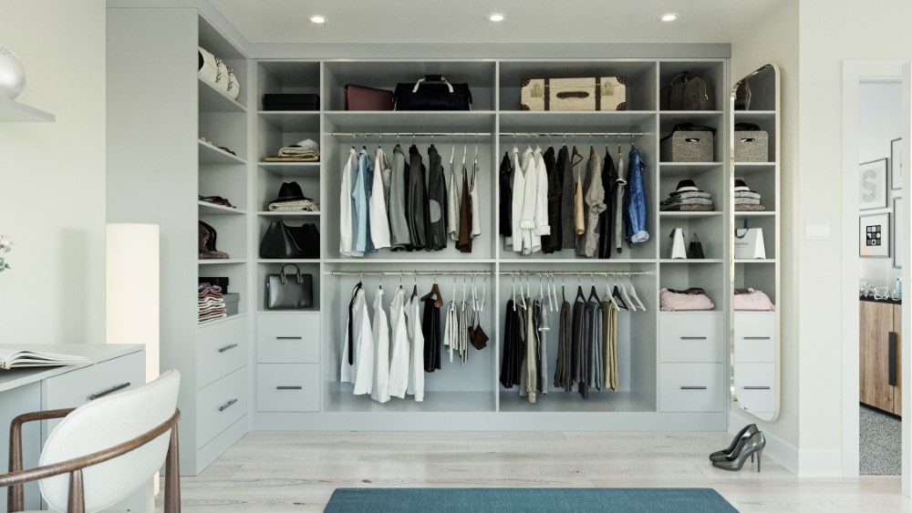 grey walk in wardrobe
